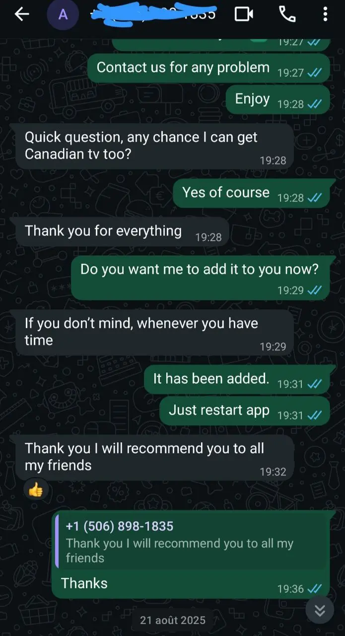 Zadowolony klient poleca najlepszy serwis IPTV Polska na WhatsApp